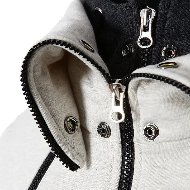 Mens Zip Up Hooded Sweatshirt Jacket Layered Look