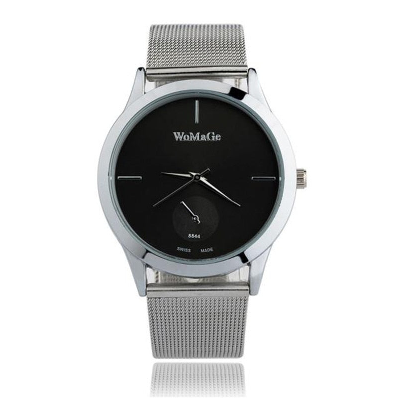 Unisex Minimalist Quartz Watch with Adjustable Mesh Strap