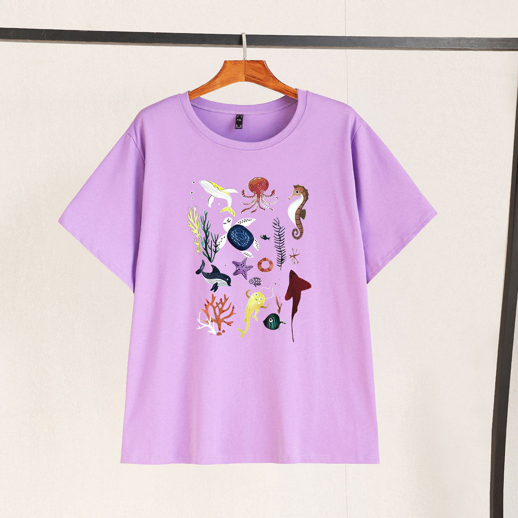 womens plus size ocean world print tshirt