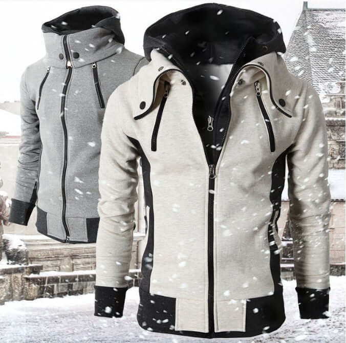 Mens Zip Up Hooded Sweatshirt Jacket Layered Look