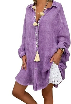 Womens Ripped Cotton Blouse with Relaxed Fit