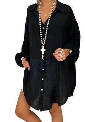 Womens Ripped Cotton Blouse with Relaxed Fit