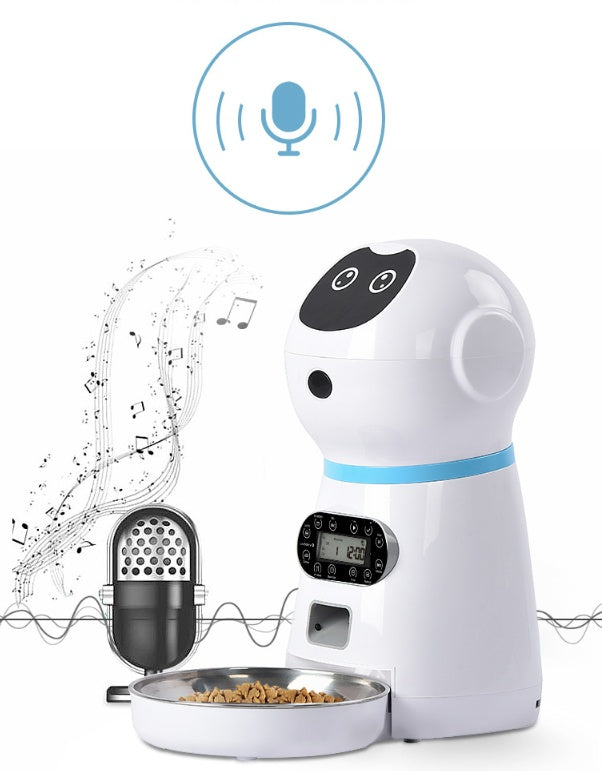 automatic pet feeder with voice recording