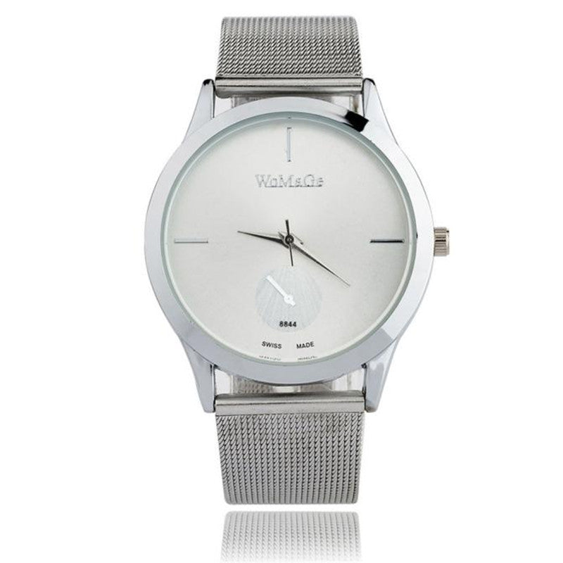 Unisex Minimalist Quartz Watch with Adjustable Mesh Strap
