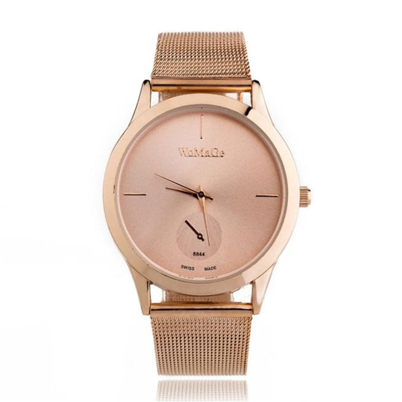 Unisex Minimalist Quartz Watch with Adjustable Mesh Strap