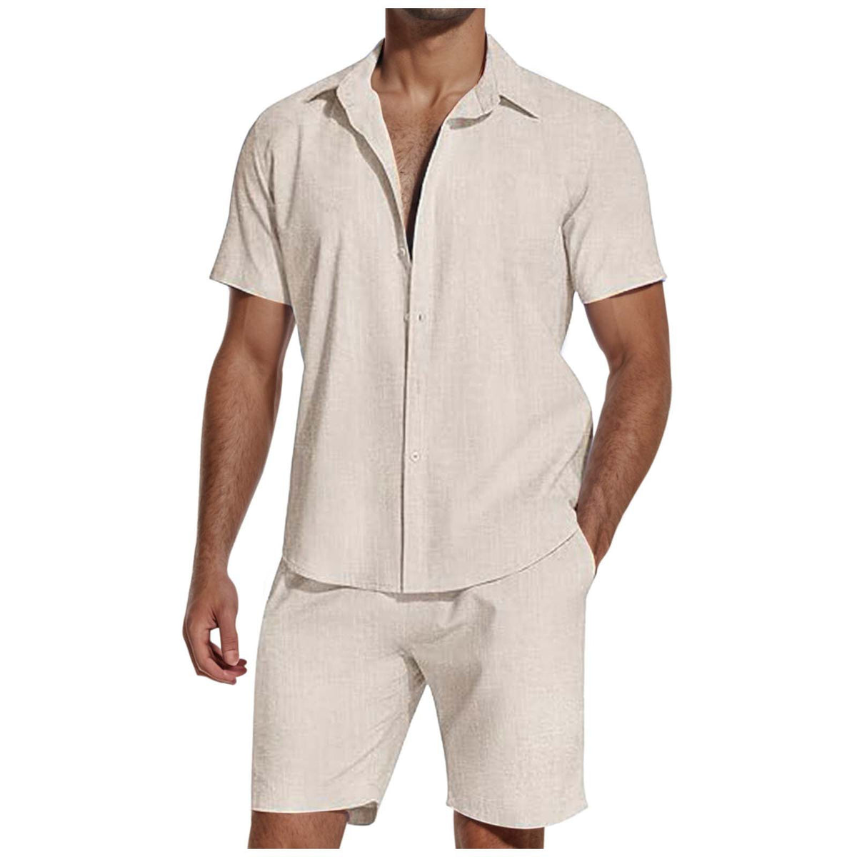 Mens Shirt and Shorts Set Short Sleeve Summer Co Ord