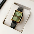 Square Dial Casual Watch with Green or White Dial