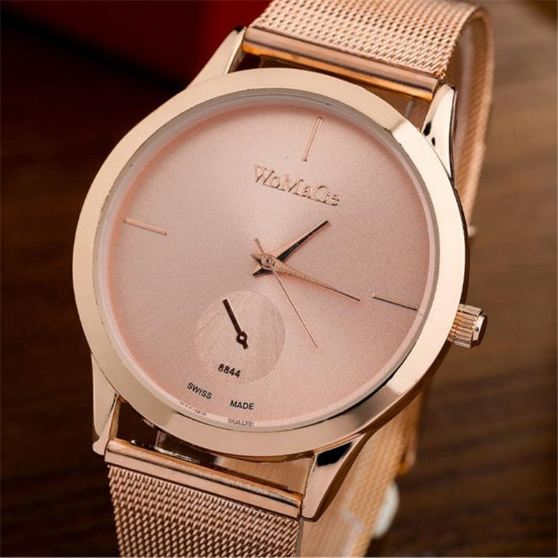 Unisex Minimalist Quartz Watch with Adjustable Mesh Strap