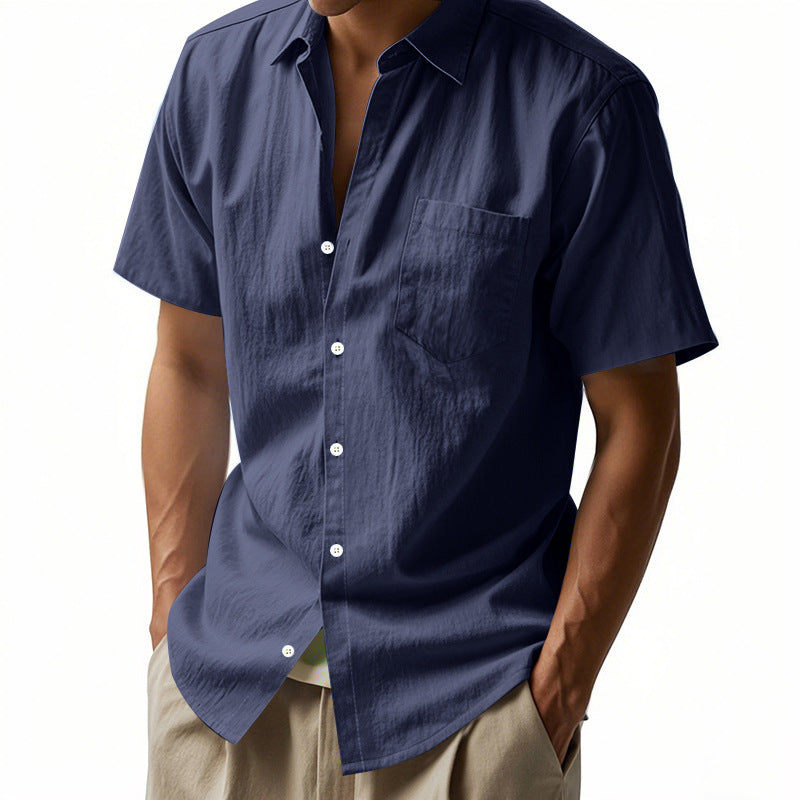 Mens Loose Fit Short Sleeve Shirt Casual Summer Style