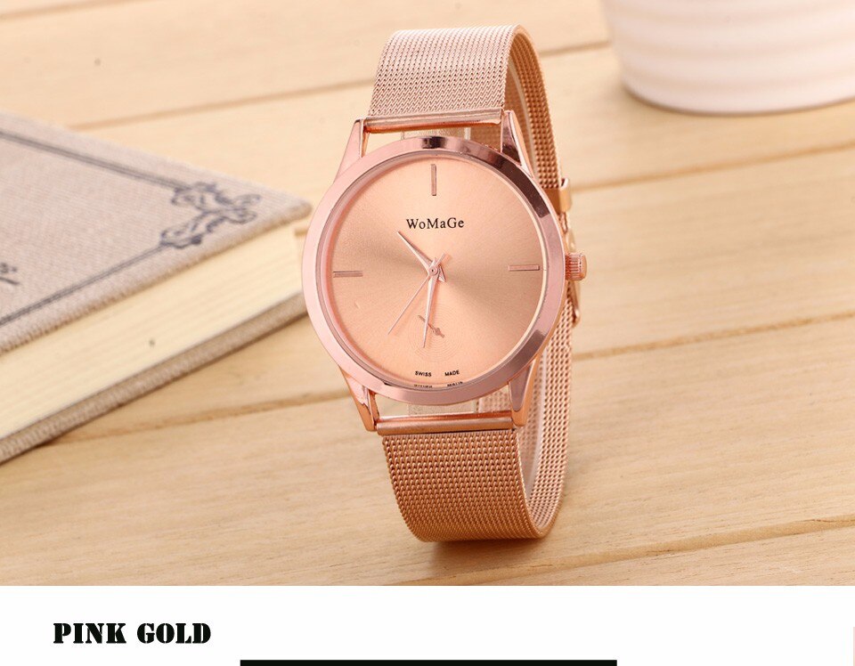 Unisex Minimalist Quartz Watch with Adjustable Mesh Strap
