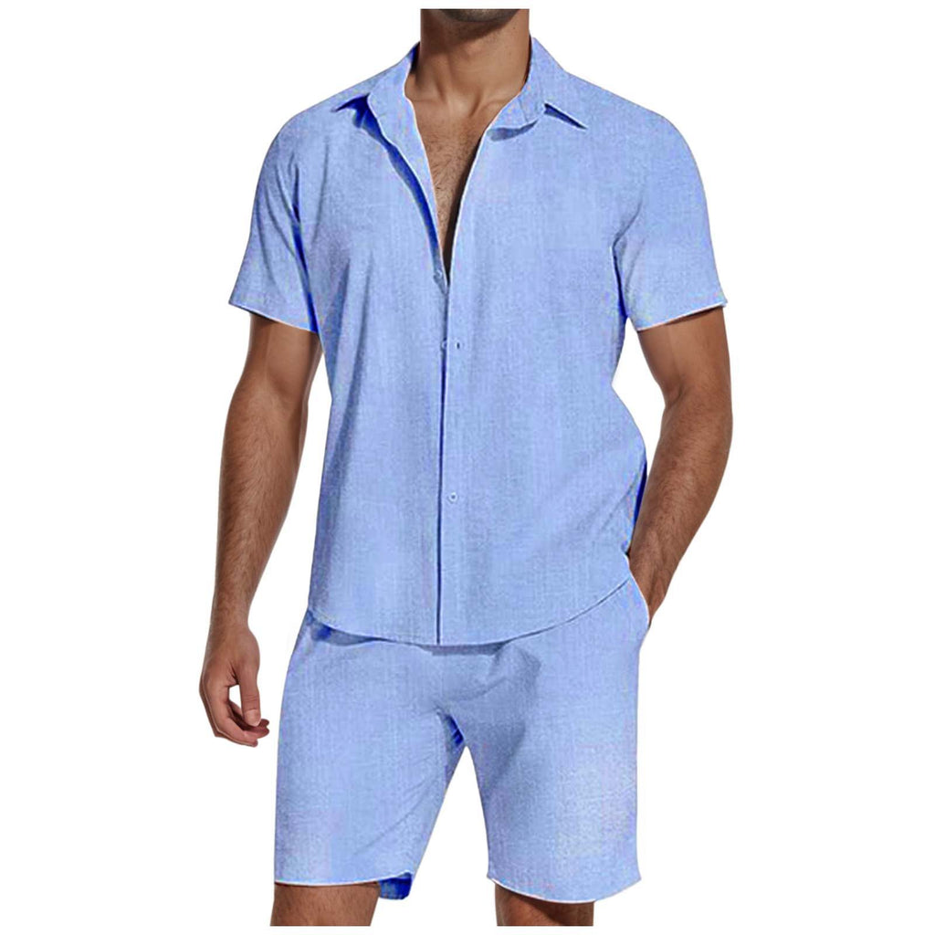 Mens Shirt and Shorts Set Short Sleeve Summer Co Ord