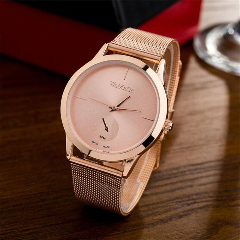 Unisex Minimalist Quartz Watch with Adjustable Mesh Strap