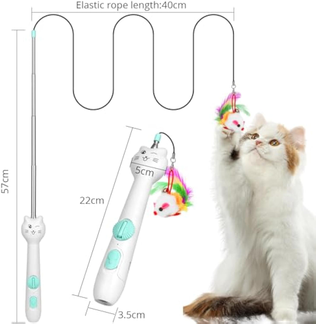 Rechargeable Cat Laser Pointer and Feather Wand Toy