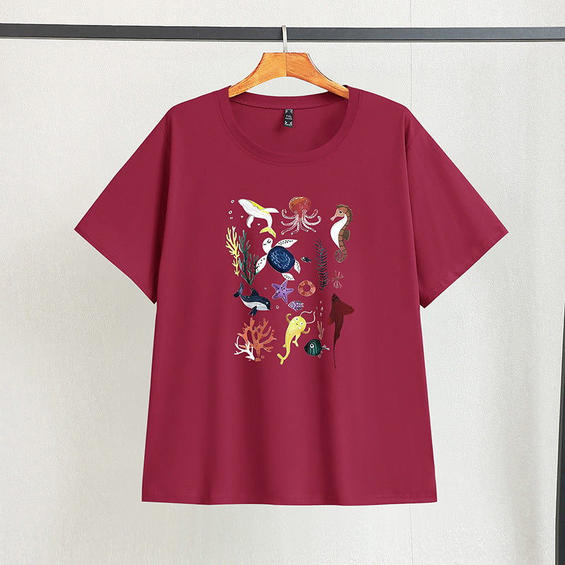 womens plus size ocean world print tshirt