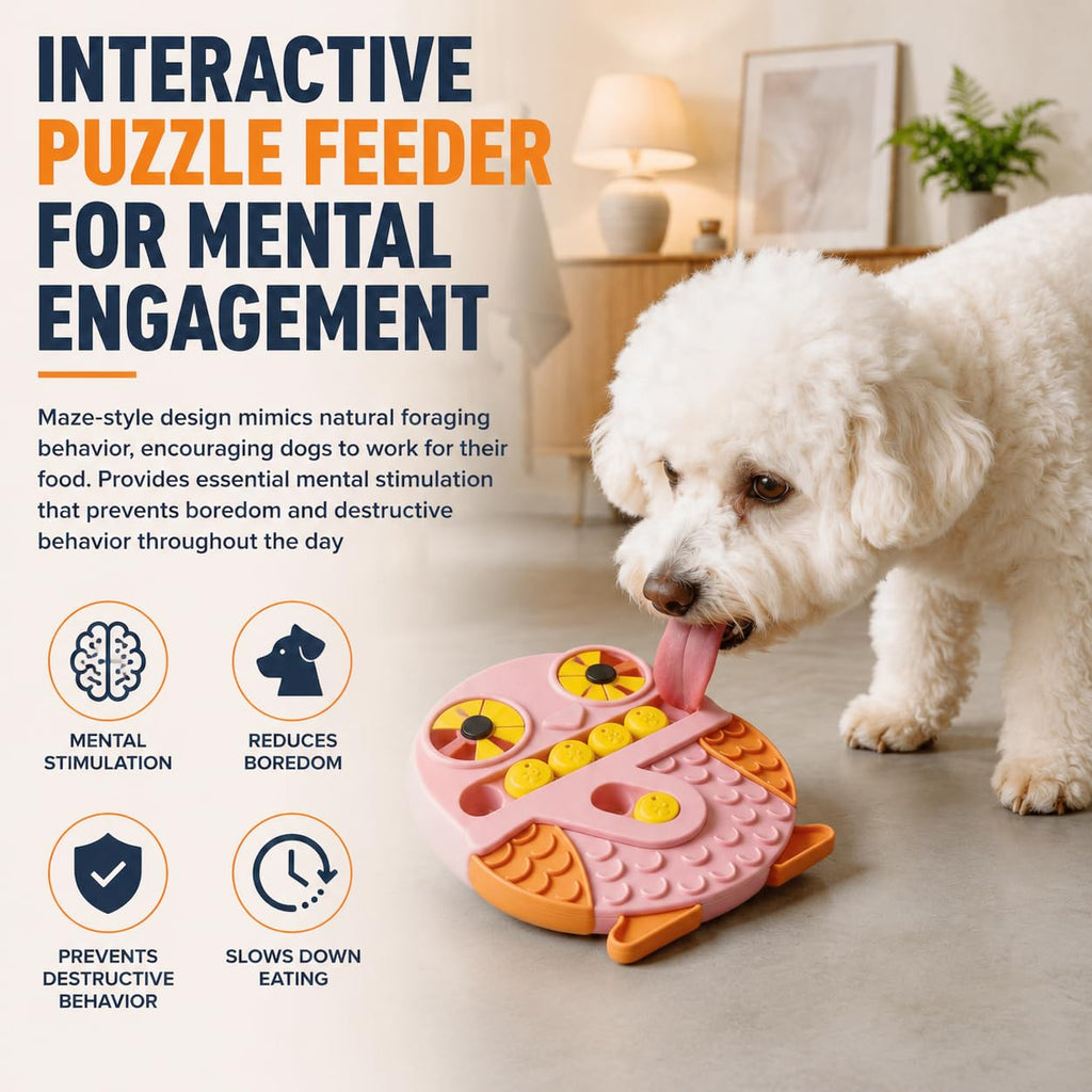 Slow Feeder Dog Bowl and Lick Mat Interactive Puzzle Toy
