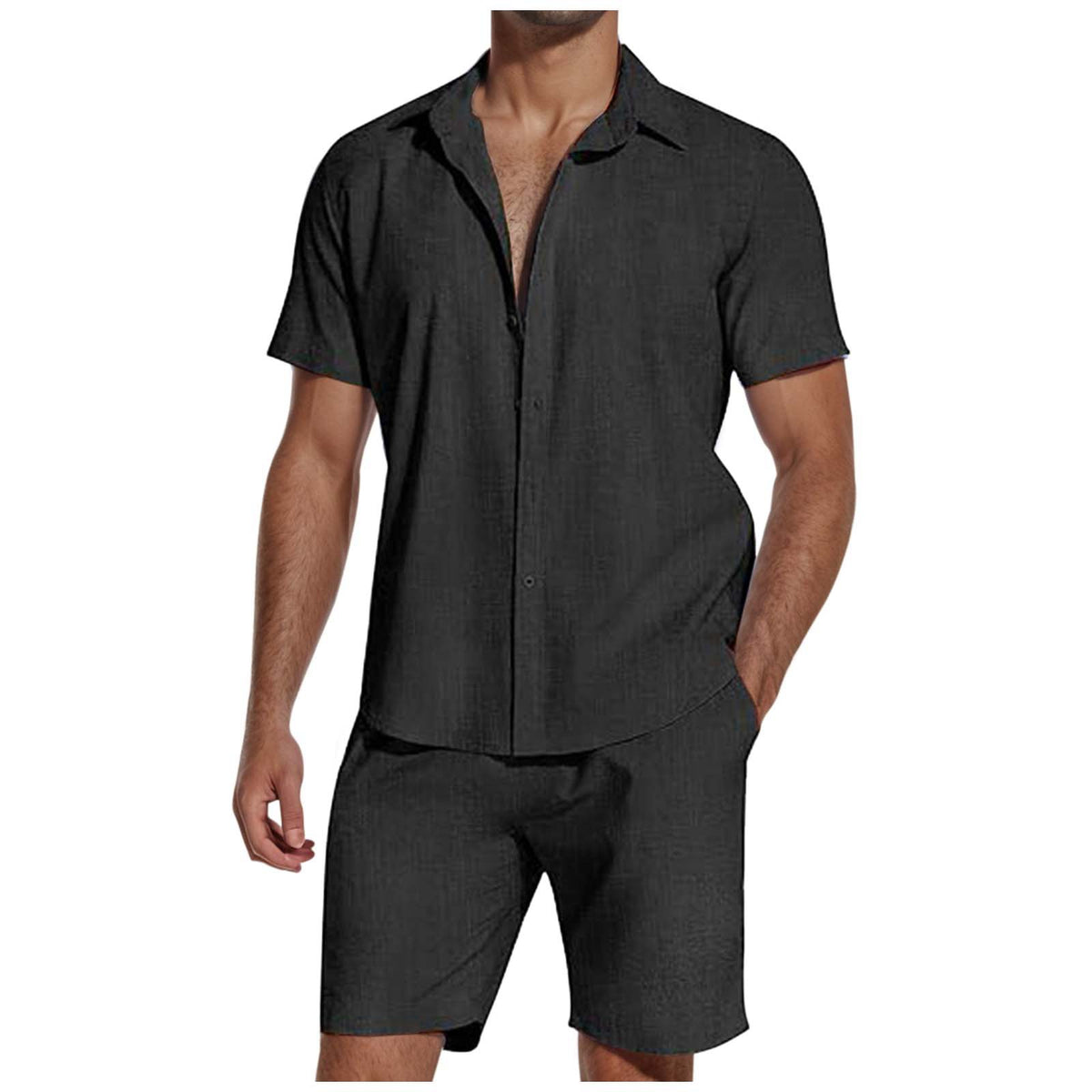 Mens Shirt and Shorts Set Short Sleeve Summer Co Ord