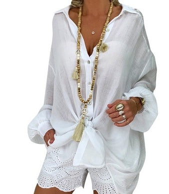 Womens Ripped Cotton Blouse with Relaxed Fit