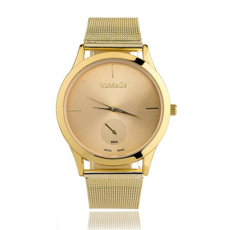 Unisex Minimalist Quartz Watch with Adjustable Mesh Strap