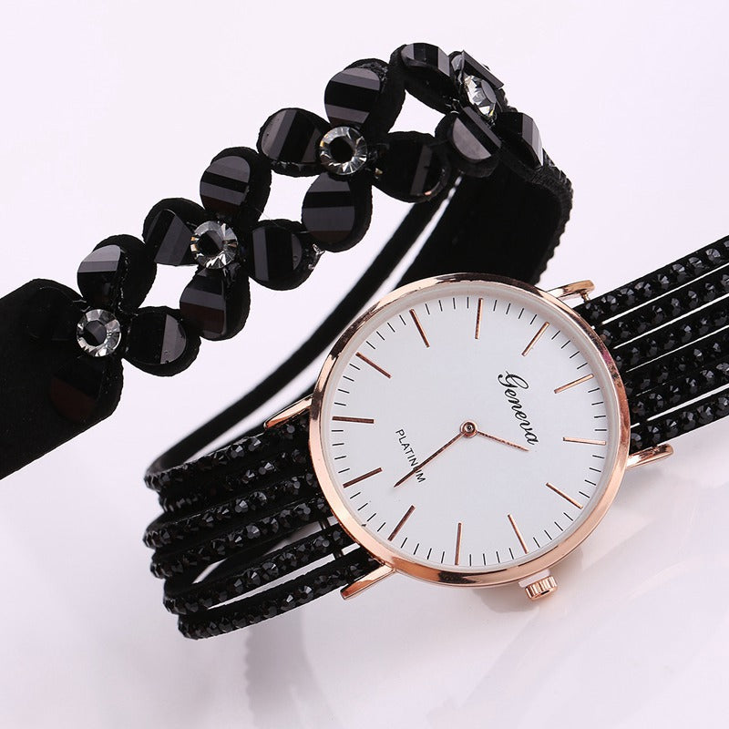 Womens Floral Bracelet Watch with Quartz Movement