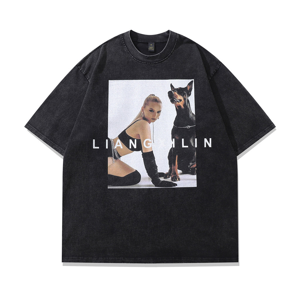 oversized doberman graphic tshirt