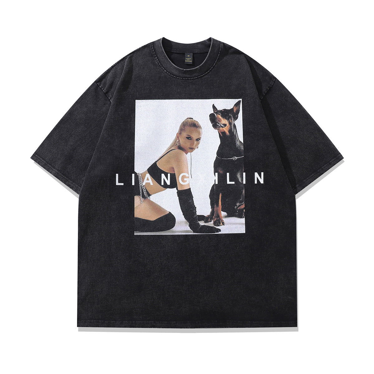 oversized doberman graphic tshirt