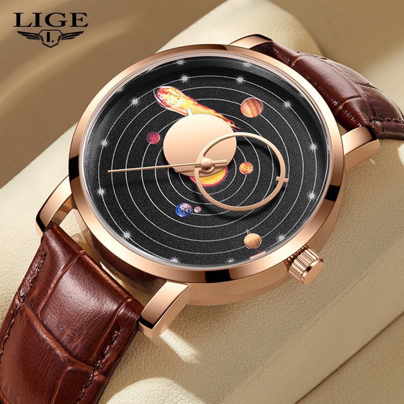 Classic Casual Watch with Genuine Leather Strap