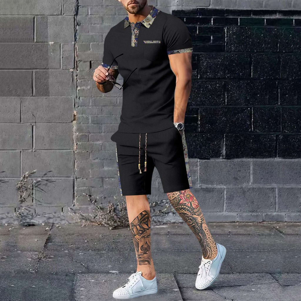 Mens Casual Shirt and Shorts Set Summer Co Ord