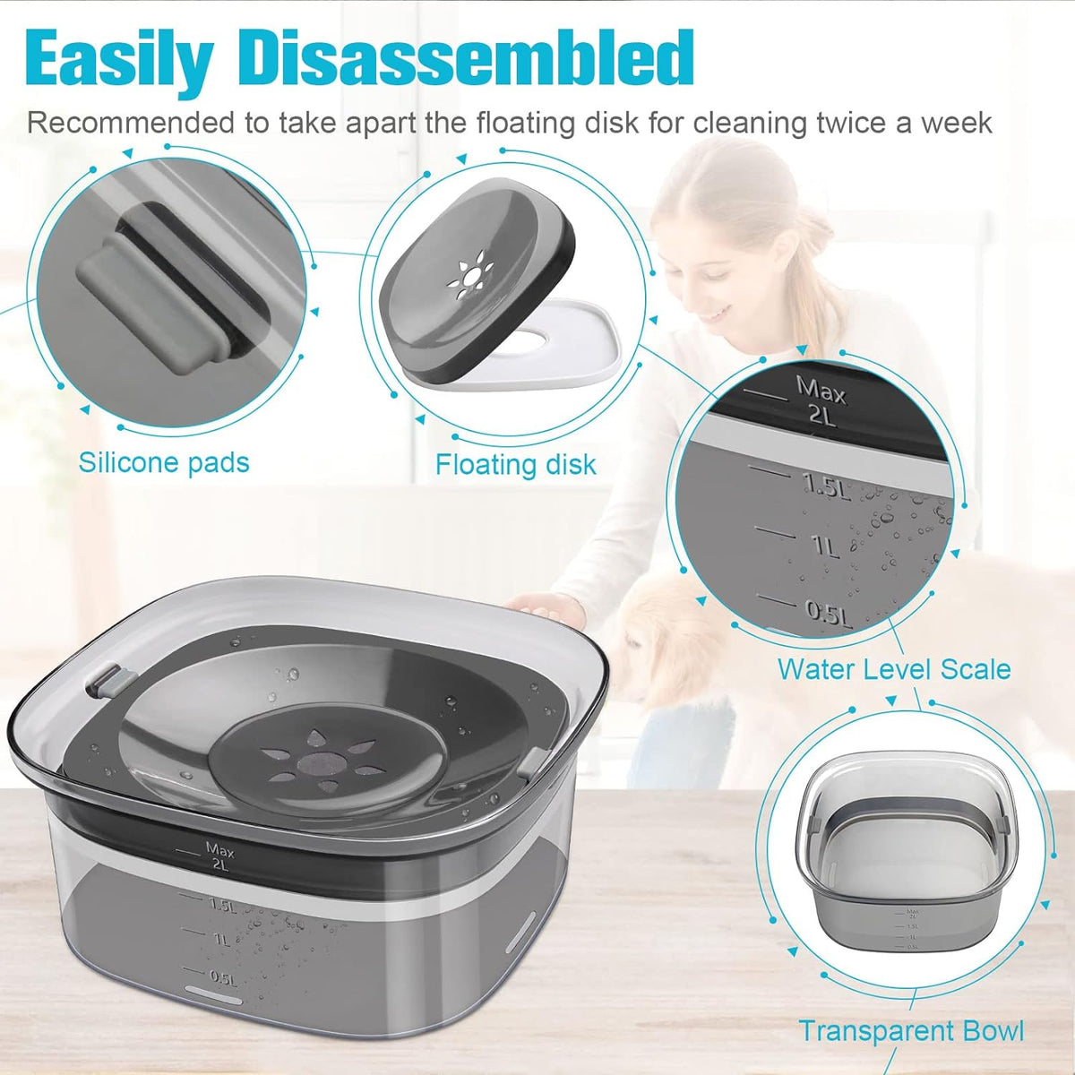 anti spill slow water feeder bowl