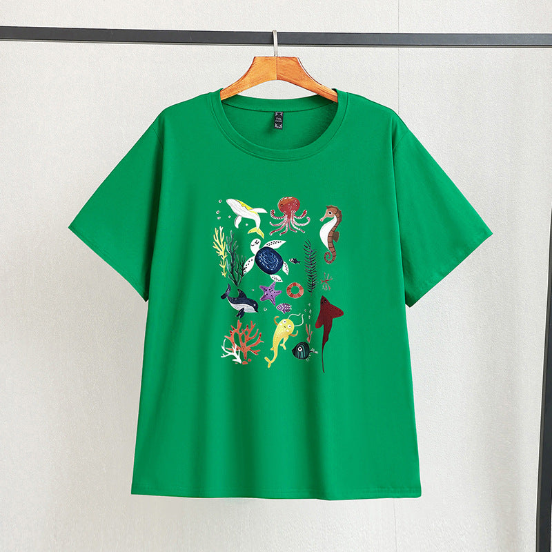womens plus size ocean world print tshirt