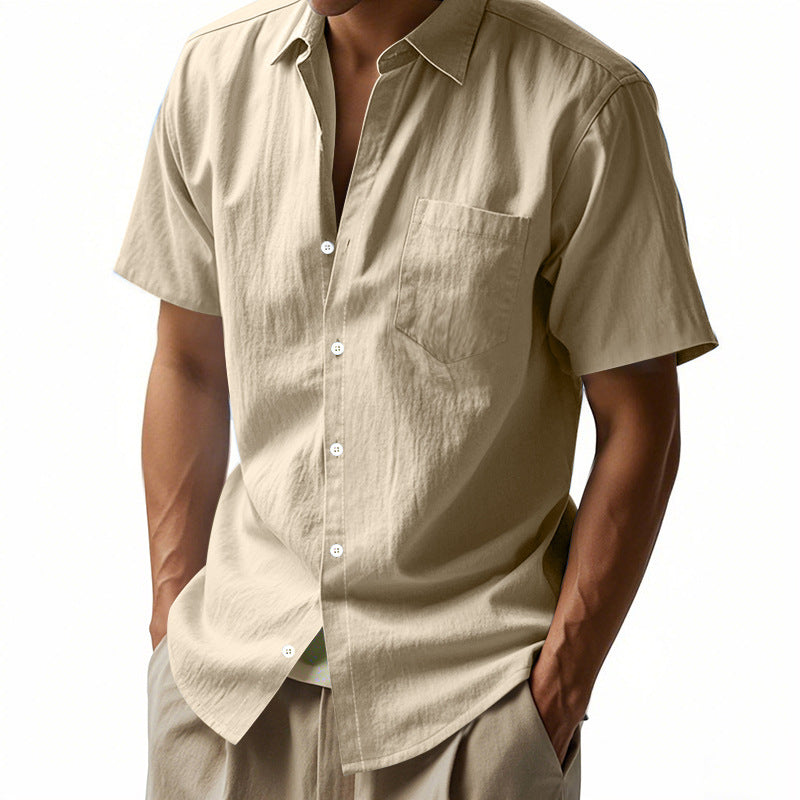 Mens Loose Fit Short Sleeve Shirt Casual Summer Style