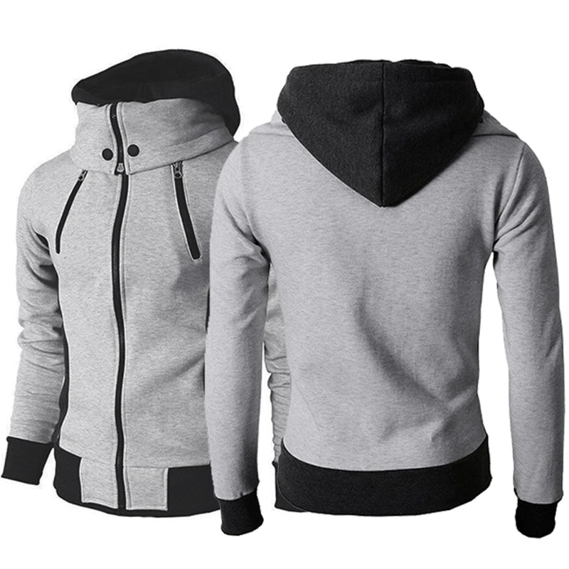 Mens Zip Up Hooded Sweatshirt Jacket Layered Look