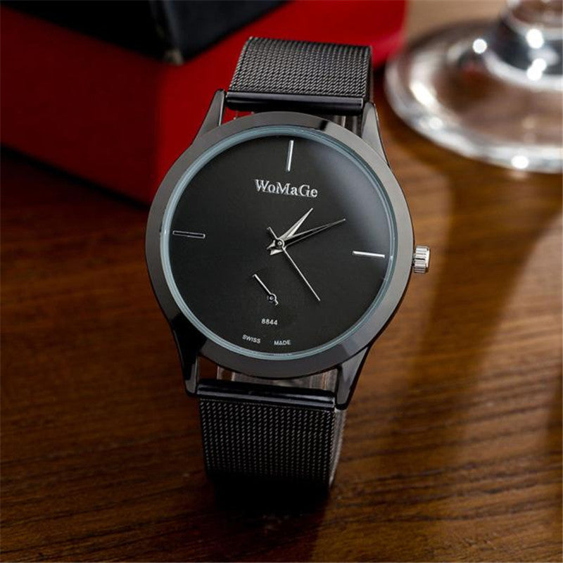 Unisex Minimalist Quartz Watch with Adjustable Mesh Strap