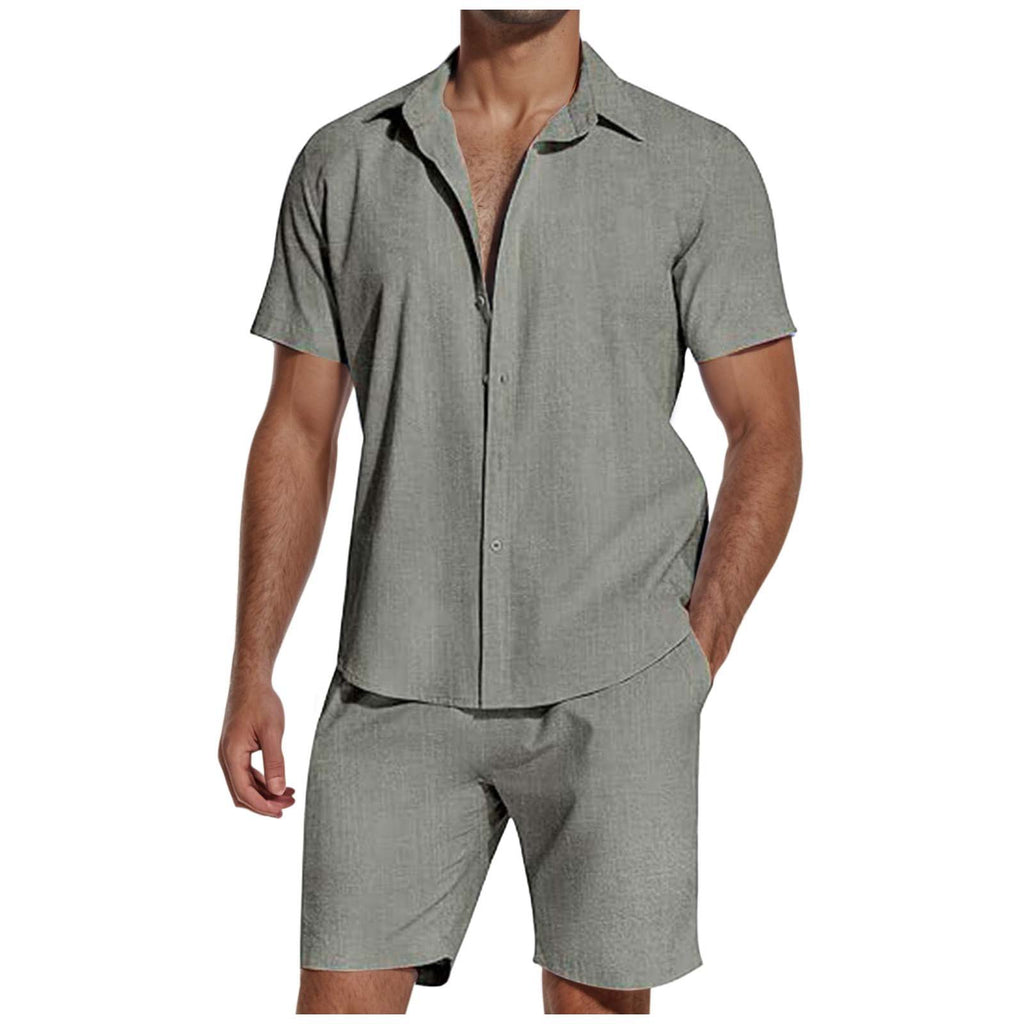 Mens Shirt and Shorts Set Short Sleeve Summer Co Ord