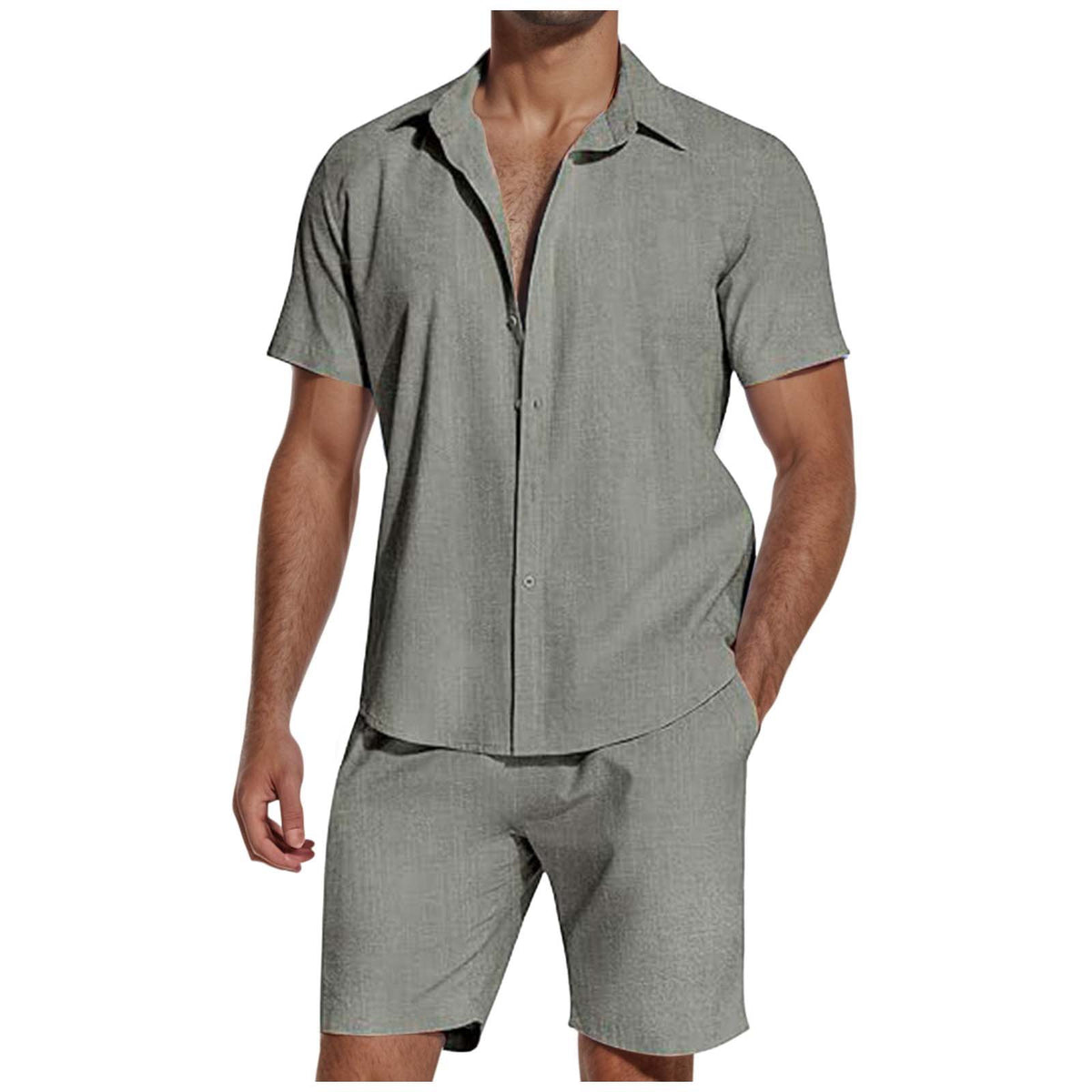 Mens Shirt and Shorts Set Short Sleeve Summer Co Ord