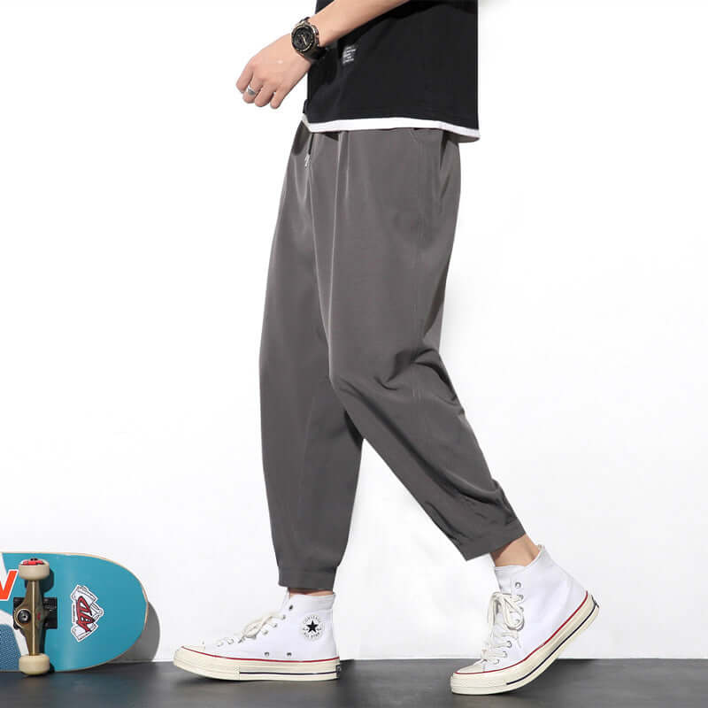 Mens Drawstring Trousers Relaxed Casual Joggers