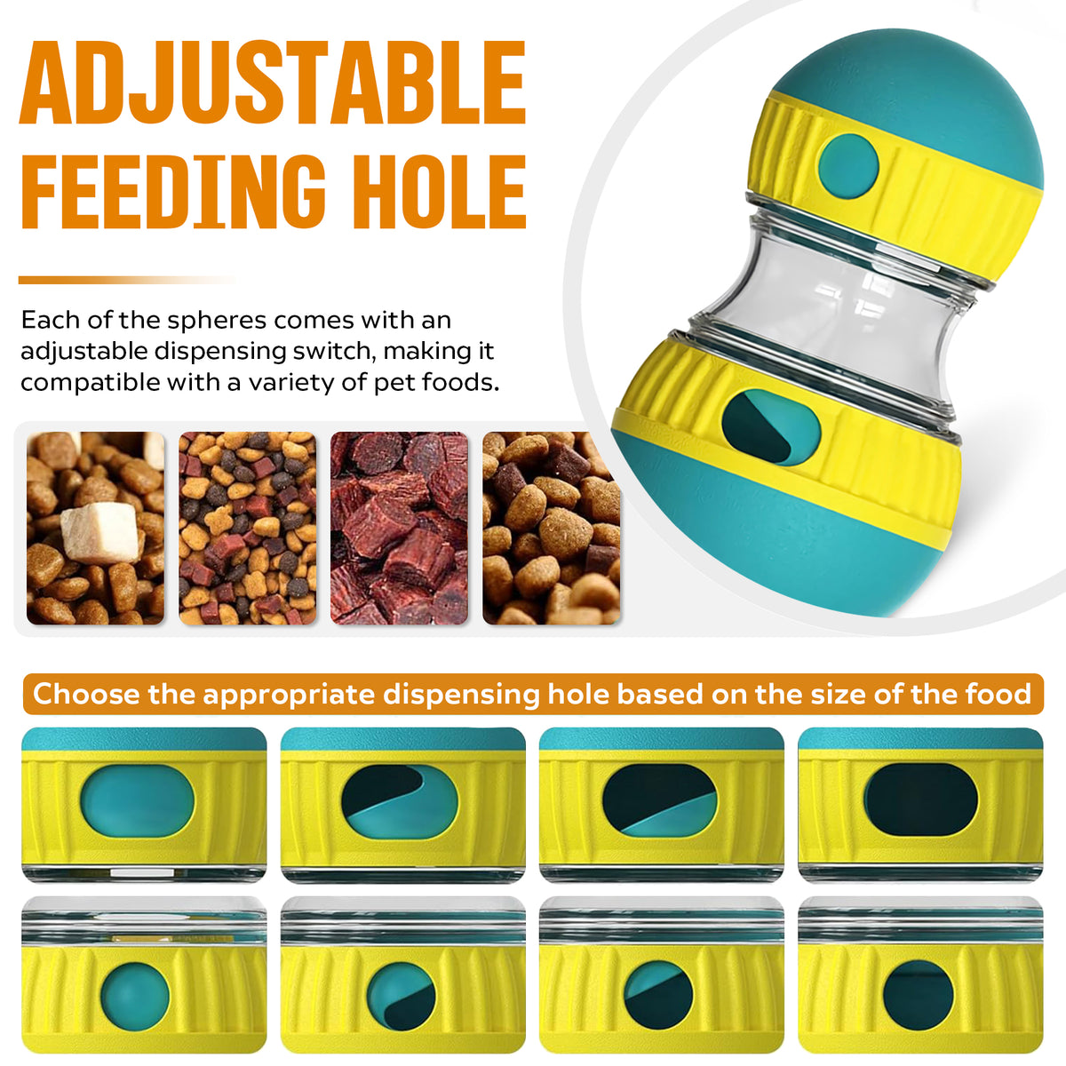 Dog Treat Dispensing Puzzle Ball Adjustable Slow Feeder