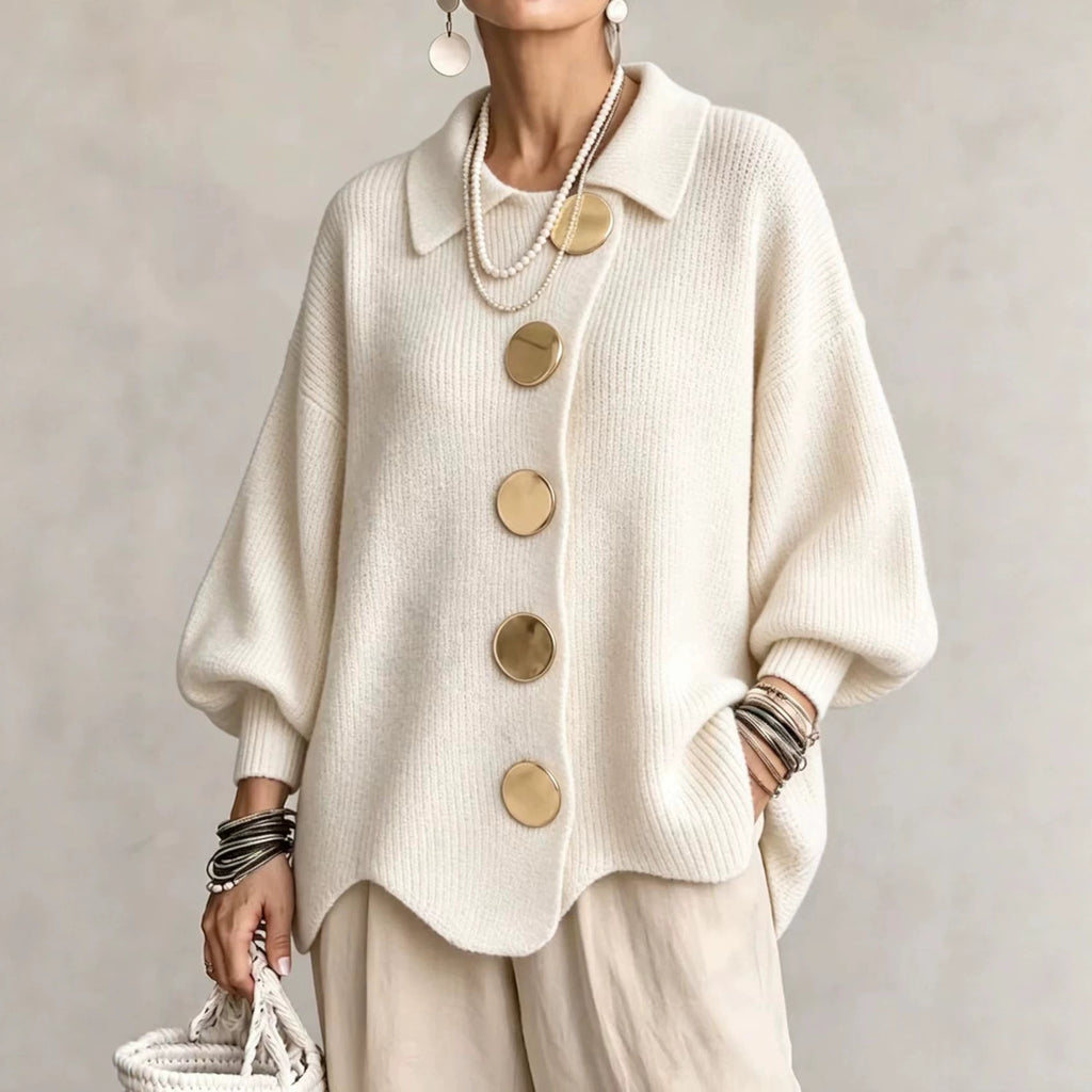 Womens Relaxed Fit Knitted Cardigan Long Sleeve