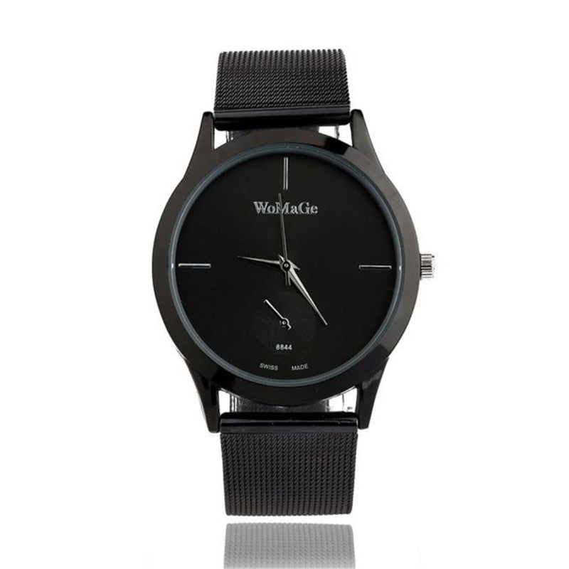 Unisex Minimalist Quartz Watch with Adjustable Mesh Strap