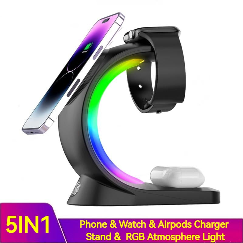 4 in 1 Magnetic Wireless Charging Station with RGB Light