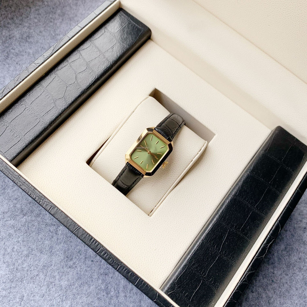 Square Dial Casual Watch with Green or White Dial