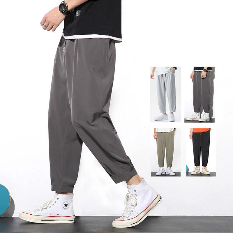 Mens Drawstring Trousers Relaxed Casual Joggers