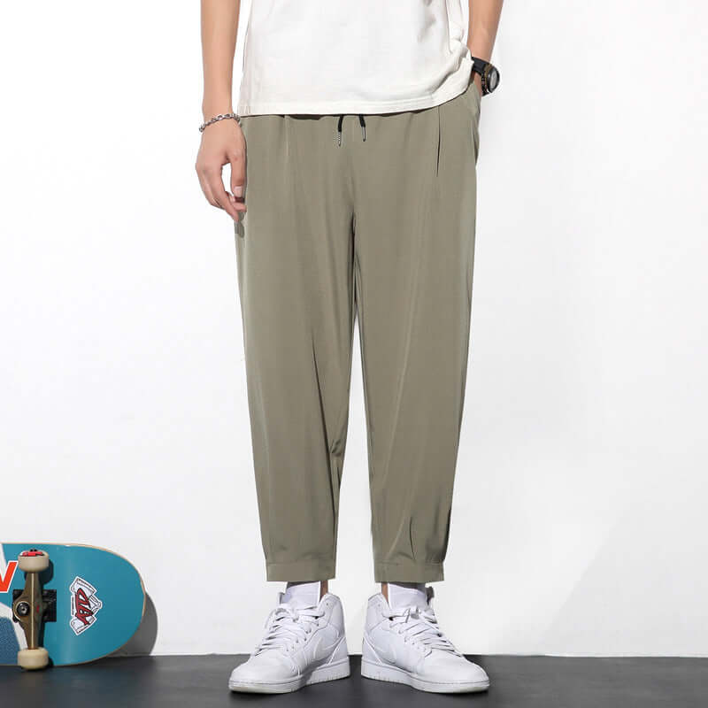 Mens Drawstring Trousers Relaxed Casual Joggers