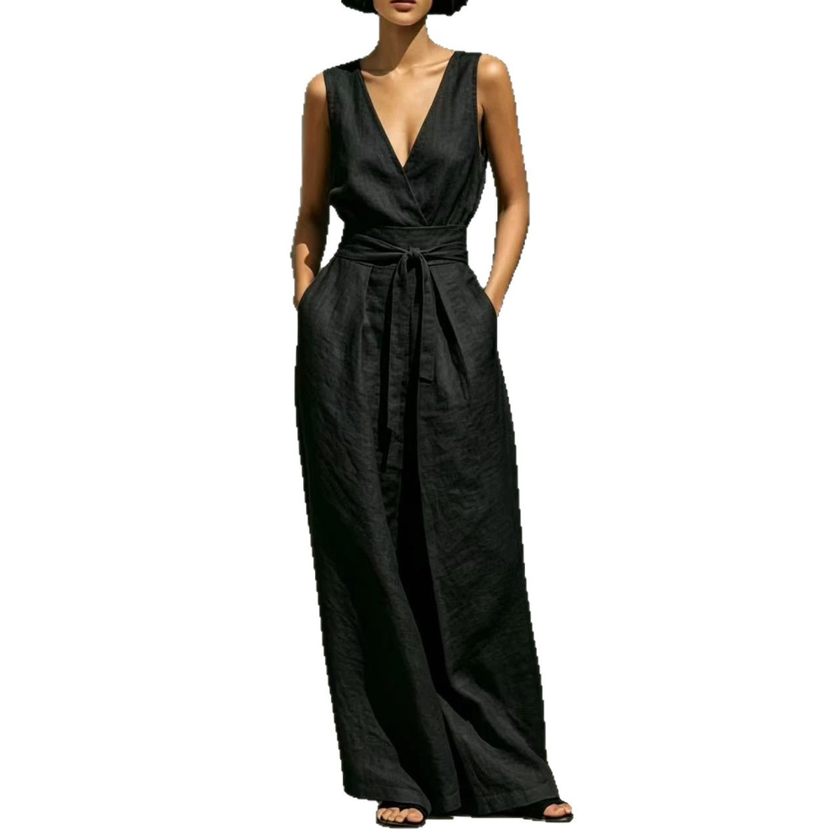 Womens Sleeveless Co ord Set with High Waist Wide Leg Trousers