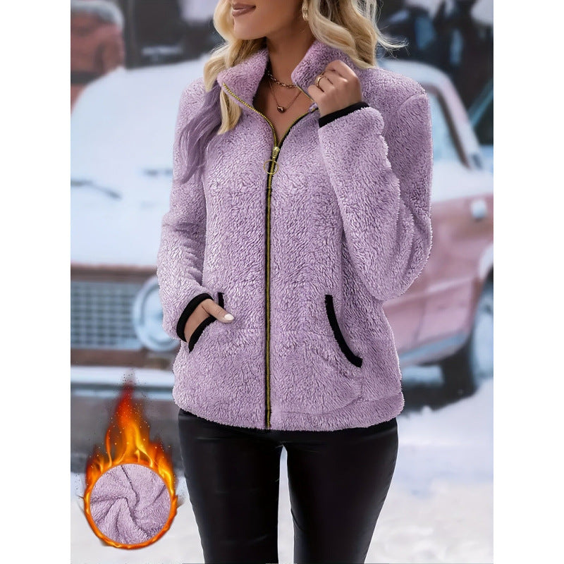 double sided fleece jacket Hooded Zip Up Jacket