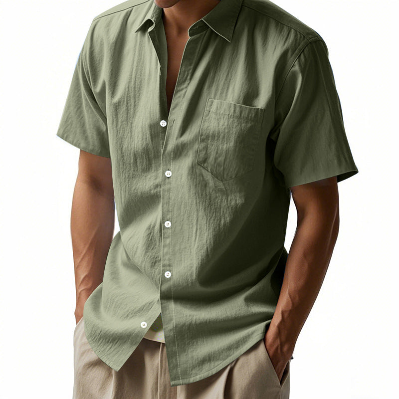 Mens Loose Fit Short Sleeve Shirt Casual Summer Style