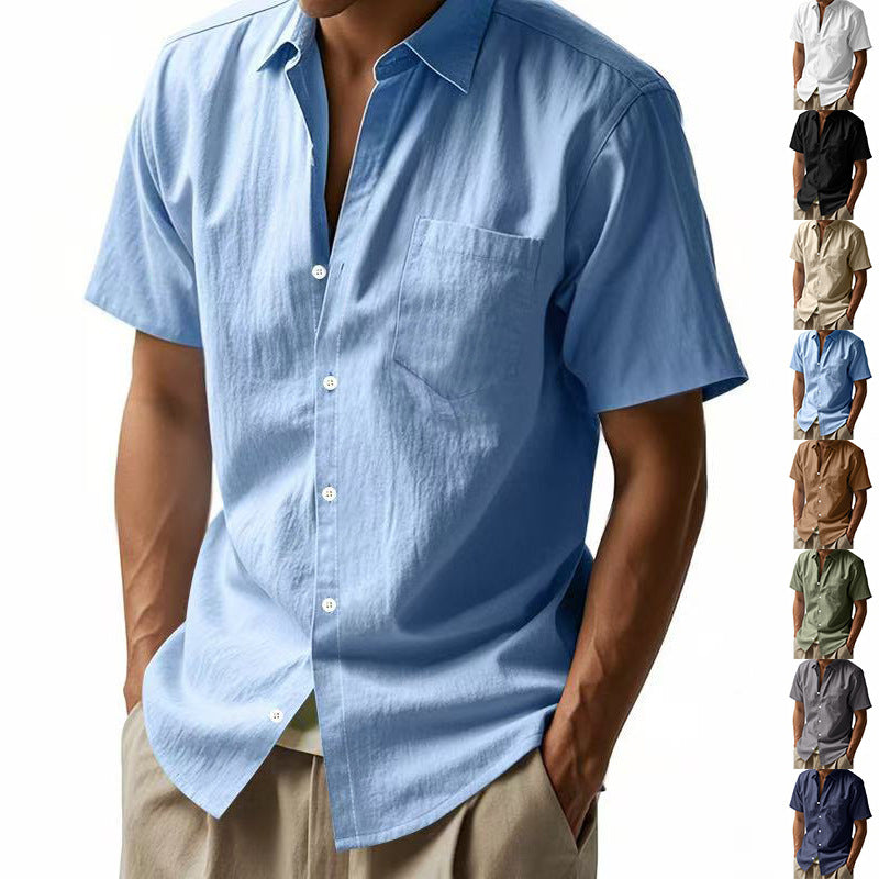 Mens Loose Fit Short Sleeve Shirt Casual Summer Style