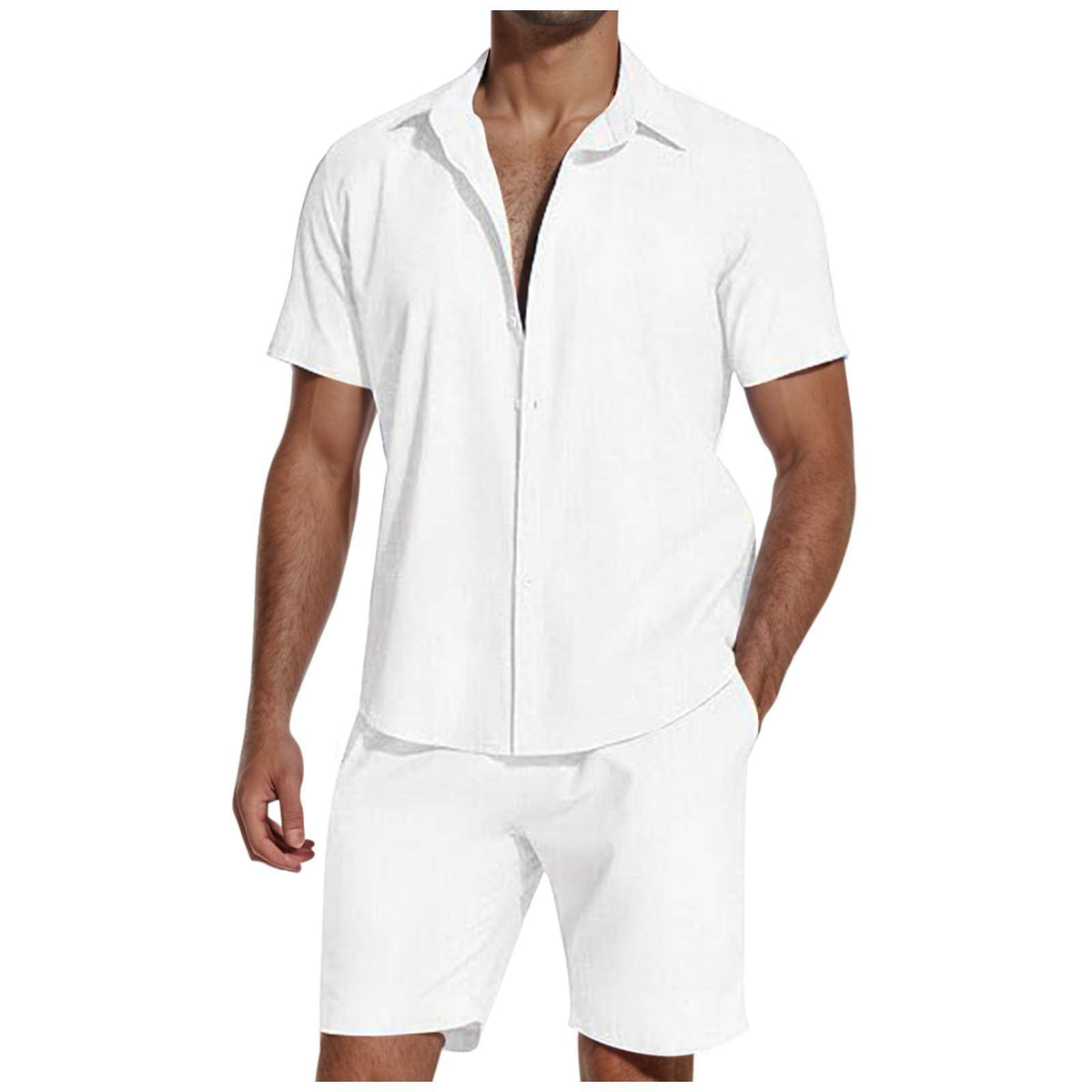 Mens Shirt and Shorts Set Short Sleeve Summer Co Ord