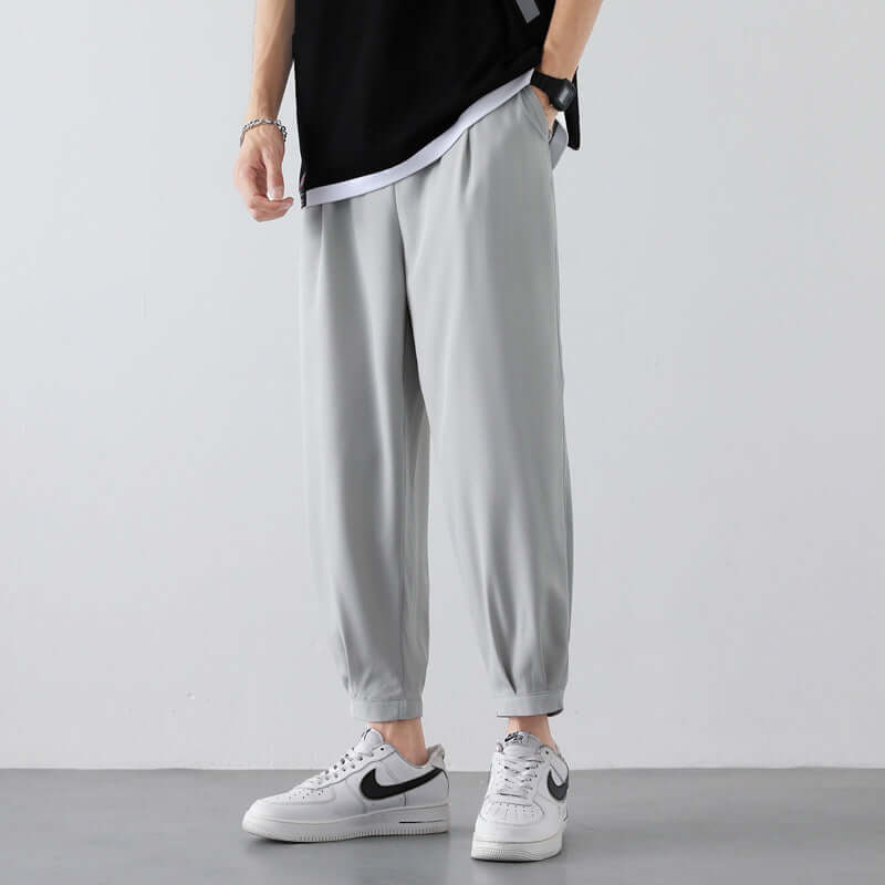 Mens Drawstring Trousers Relaxed Casual Joggers