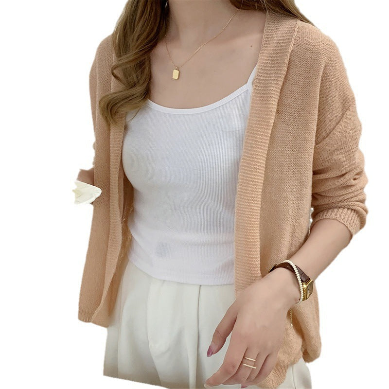 Womens Lightweight Ice Silk Viscose Cardigan Long Sleeve