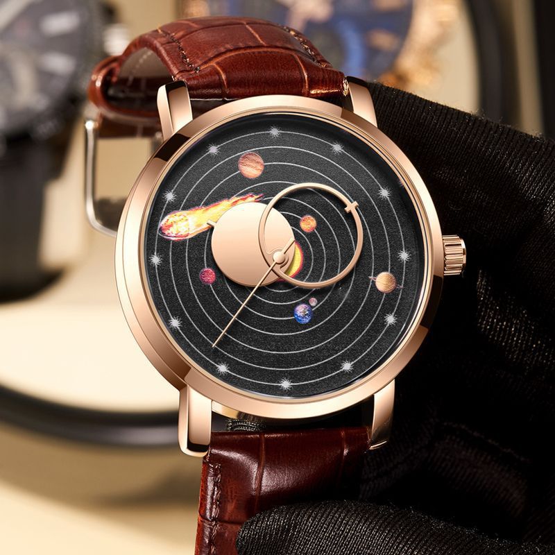 Classic Casual Watch with Genuine Leather Strap
